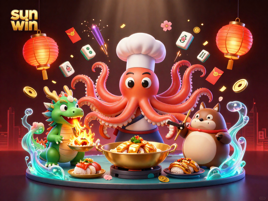 Experience thrilling gameplay with the sun win logo amidst vibrant casino elements.
