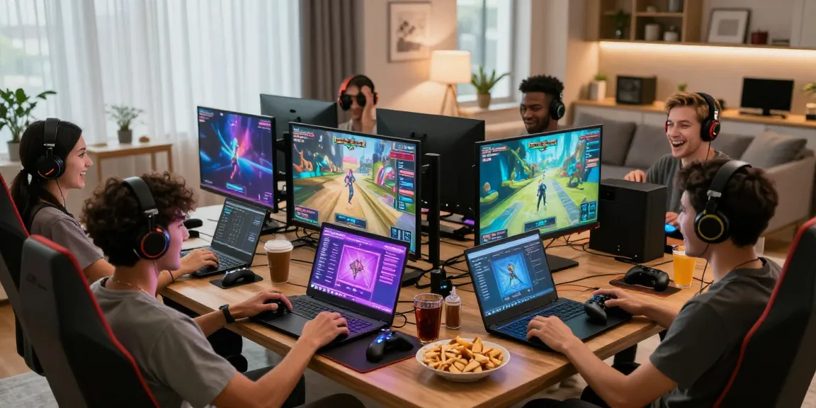 Engaging scene of adults playing immersive porn games online in a vibrant setting.