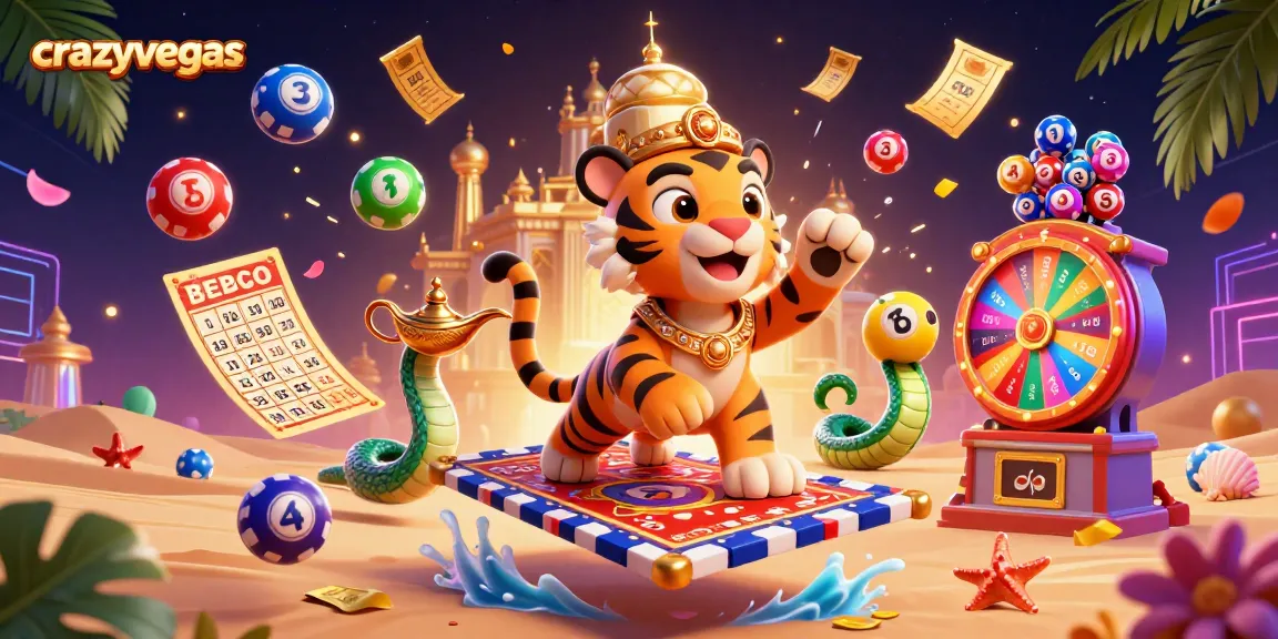 Experience the thrill of crazyvegas with a vibrant 3D illustration showcasing a tiger sultan on a poker chip carpet.